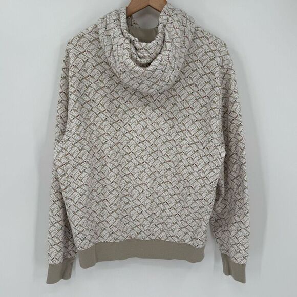 Nike Essentials AOP Fleece Hoodie Sweatshirt Limestone Beige White Men Medium - Picture 3 of 9